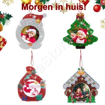 OP=OP Diamond Painting Kersthanger fotolijstjes set 002 (4 stuks)