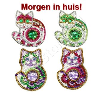 Diamond Painting Sleutelhanger Set Katjes (4 stuks)