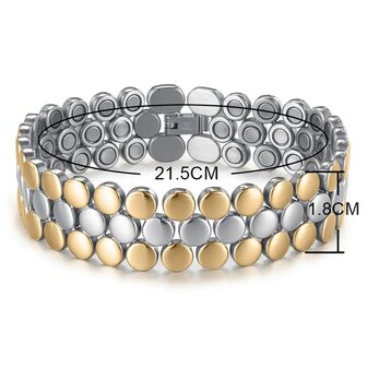 Magnetische stalen dames / heren armband Lacy (goud- + zilverkleurig)