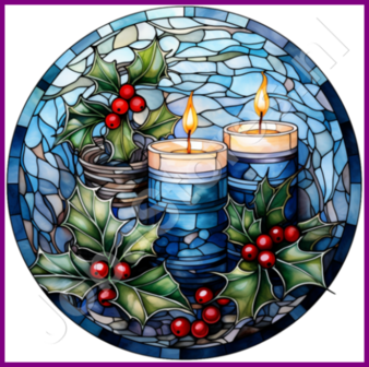 Diamond Painting Glas in lood Kerst Kaarsen