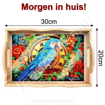 OP=OP Diamond Painting Houten Dienblad 03 Papegaai (20x30cm)