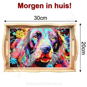 OP=OP Diamond Painting Houten Dienblad 02 Hond (20x30cm)