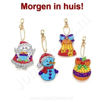 Diamond Painting Sleutelhanger Set Kerst 12 (4 stuks)