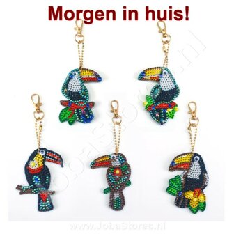 OP=OP Diamond Painting Sleutelhanger Set Toekan (5 stuks)