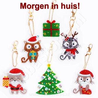 Diamond Painting Sleutelhanger Set Kerst 19 (6 stuks)