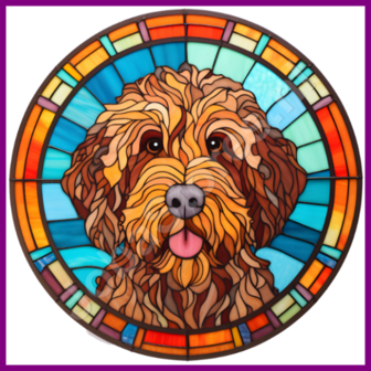 Diamond Painting Glas in lood Hond - Labradoodle