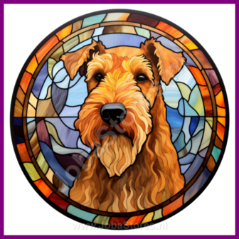 Diamond Painting Glas in lood Hond - Airedaleterrier