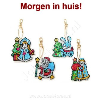 Diamond Painting Sleutelhanger Set Kerst 14 (4 stuks)