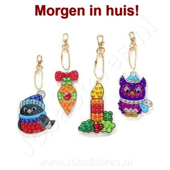 OP=OP Diamond Painting Sleutelhanger Set Kerst 10 (4 stuks)