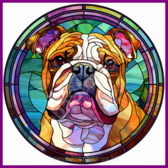 Diamond Painting Glas in lood Hond - Engelse Bulldog