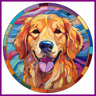 Diamond Painting Glas in lood Hond - Golden Retriever