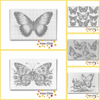 HappyDots DOT Painting Kleurboek Vlinders - inclusief 3 stiften - 20 stippelschilderijen