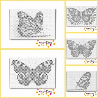 HappyDots DOT Painting Kleurboek Vlinders - inclusief 3 stiften - 20 stippelschilderijen