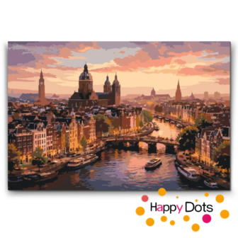 Schilderen op nummer Skyline Amsterdam 40x60cm (HappyDots)