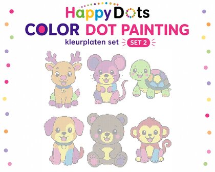 HappyDots Color DOT Painting Kleurplaten set Kleurrijke dieren