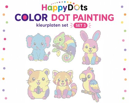 HappyDots Color DOT Painting Kleurplaten set Kleurrijke dieren