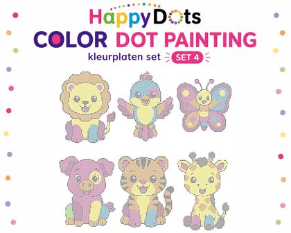 HappyDots Color DOT Painting Kleurplaten set Kleurrijke dieren