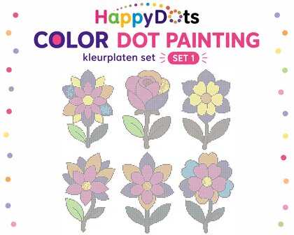 HappyDots Color DOT Painting Kleurplaten set Bloemen