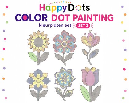 HappyDots Color DOT Painting Kleurplaten set Bloemen