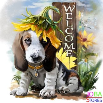 OP=OP Diamond Painting Welcome Dog 40x40cm