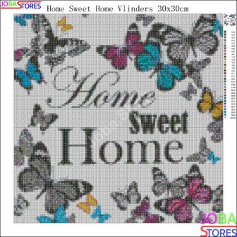 Diamond Painting Home Sweet Home Vlinders 30x30cm