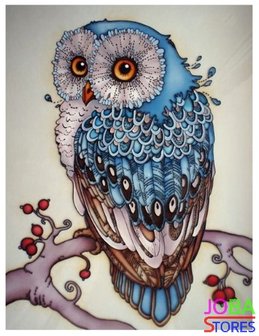 OP=OP Diamond Painting Blauwe Uil 40x50cm - Rond