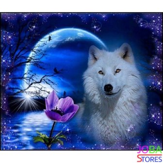 OP=OP Diamond Painting Witte Wolf 40x30cm