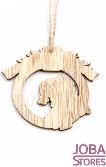 OP=OP Houten Kerst Hangers Rond Sneeuwpop (10 stuks)