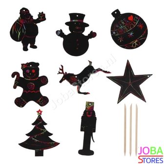 OP=OP Kras Tekeningen Kerst Hangers (24 delig)