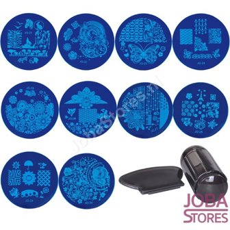 OP=OP Nagellak Stempel Set (10 stempelplaten) + Stempel &amp; Schraper