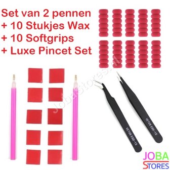 Diamond Painting Pennen + Wax + Softgrips + Pincet Set