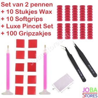 Diamond Painting Pennen Breed + Wax + Softgrips + Pincet Set + Gripzakjes