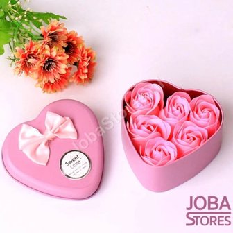 OP=OP Zeep Roosjes Hart met 6 roosjes (Roze)