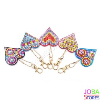 OP=OP Diamond Painting Sleutelhanger Set Harten (5 stuks)
