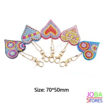 OP=OP Diamond Painting Sleutelhanger Set Harten (5 stuks)