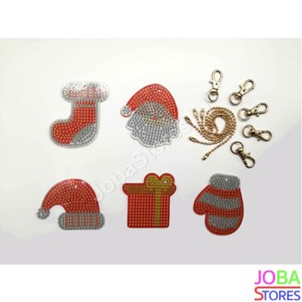 OP=OP Diamond Painting Sleutelhanger Set Kerst 01 (5 stuks)