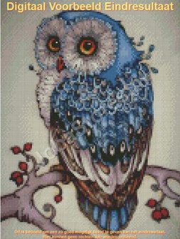 OP=OP Diamond Painting Blauwe Uil 30x40cm - Rond