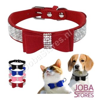 OP=OP Honden/Katten Halsband Bling met strik Zwart (S)