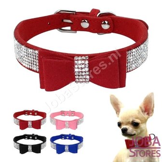 OP=OP Honden/Katten Halsband Bling met strik Zwart (S)