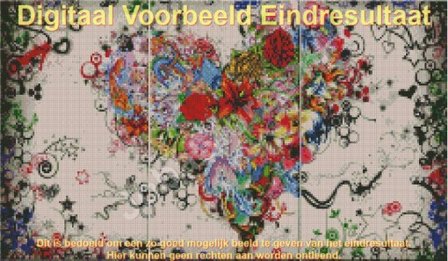 Diamond Painting Bloemen Hart 3 luiks 60x35cm