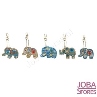OP=OP Diamond Painting Sleutelhanger Set Olifanten (5 stuks)