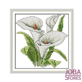 OP=OP Borduur Pakket Bloem 006 14CT Voorbedrukt (17x17cm)