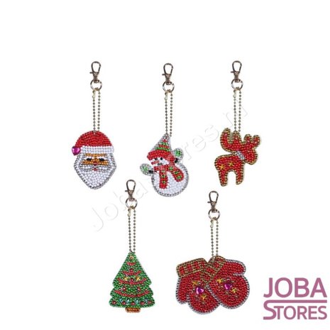 OP=OP Diamond Painting Sleutelhanger Set Kerst 02 (5 stuks)