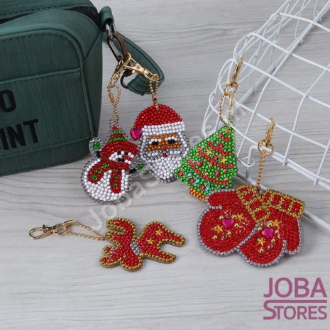 OP=OP Diamond Painting Sleutelhanger Set Kerst 02 (5 stuks)