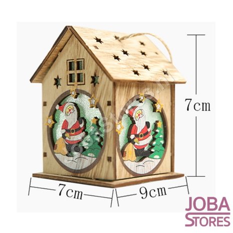 Mini Houten Kerst Huisjes met verlichting (3 stuks)