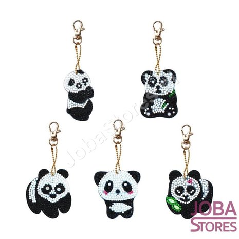 Diamond Painting Sleutelhanger Set Panda (5 stuks)