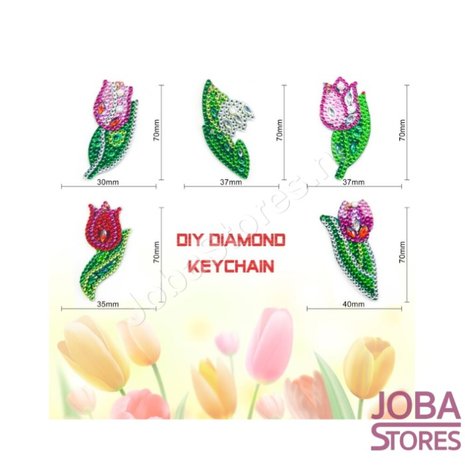 Diamond Painting Sleutelhanger Set Tulpen (5 stuks)