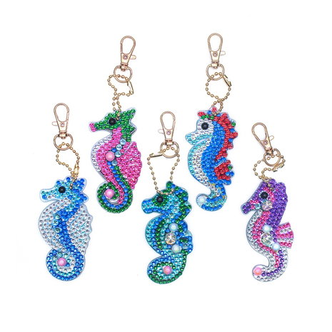 OP=OP Diamond Painting Sleutelhanger Set Zeepaardjes (5 stuks)