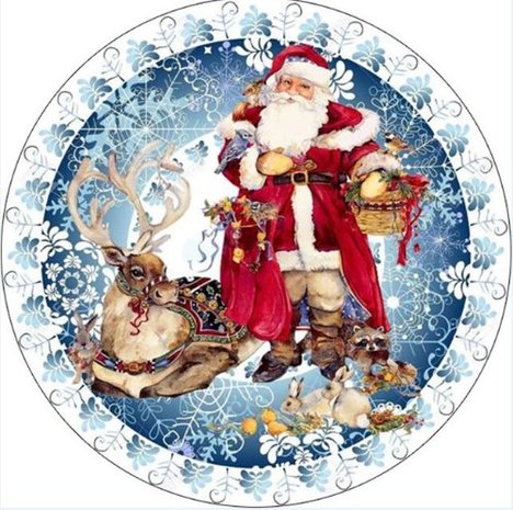 OP=OP Diamond Painting Kerstman in cirkel 40x40cm