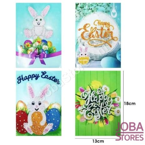 OP=OP Diamond Painting Wenskaarten Set Pasen 01 (4 stuks)